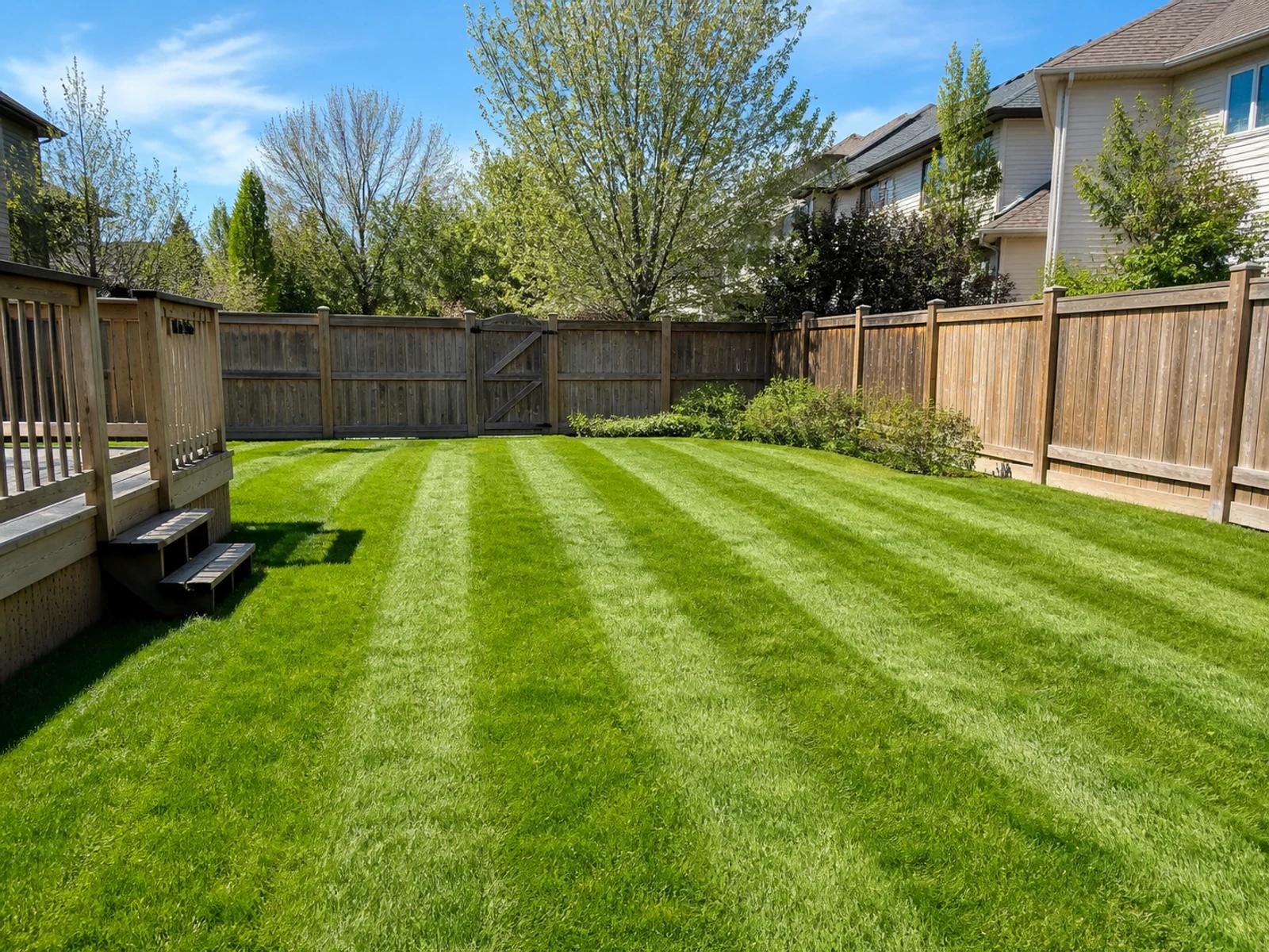 Illustrative Calgary backyard lawn representing lawn-mowing service